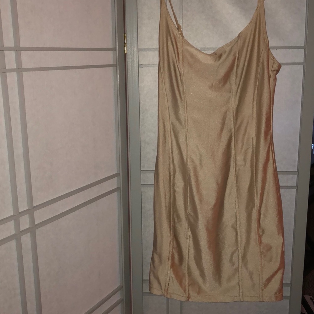 Pink satin slip dress